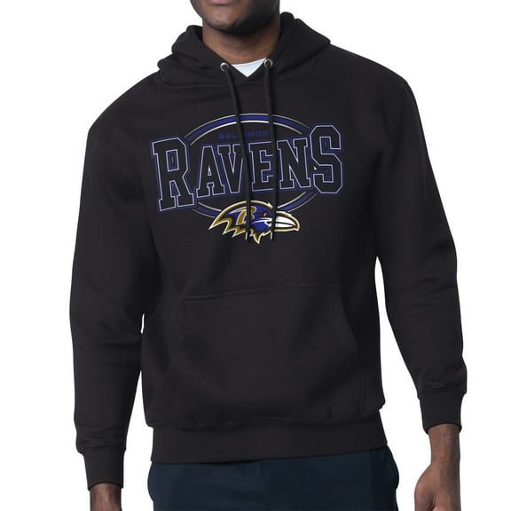 Men's Starter Black Baltimore Ravens Team Track Graphic Pullover Hoodie