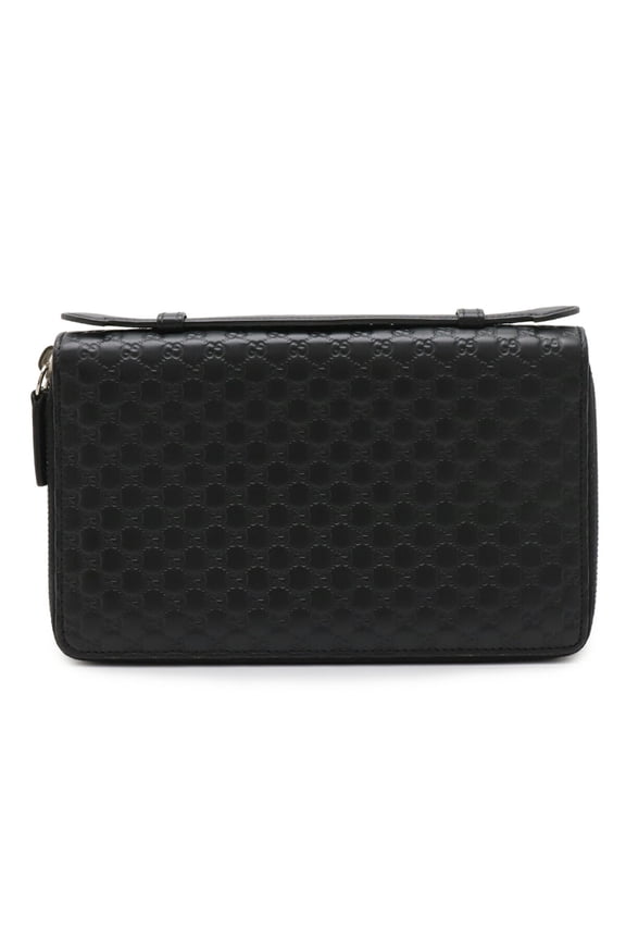 Pre-Owned GUCCI Microguccissima Travel Case Clutch Bag Organizer Long Wallet Leather Black...