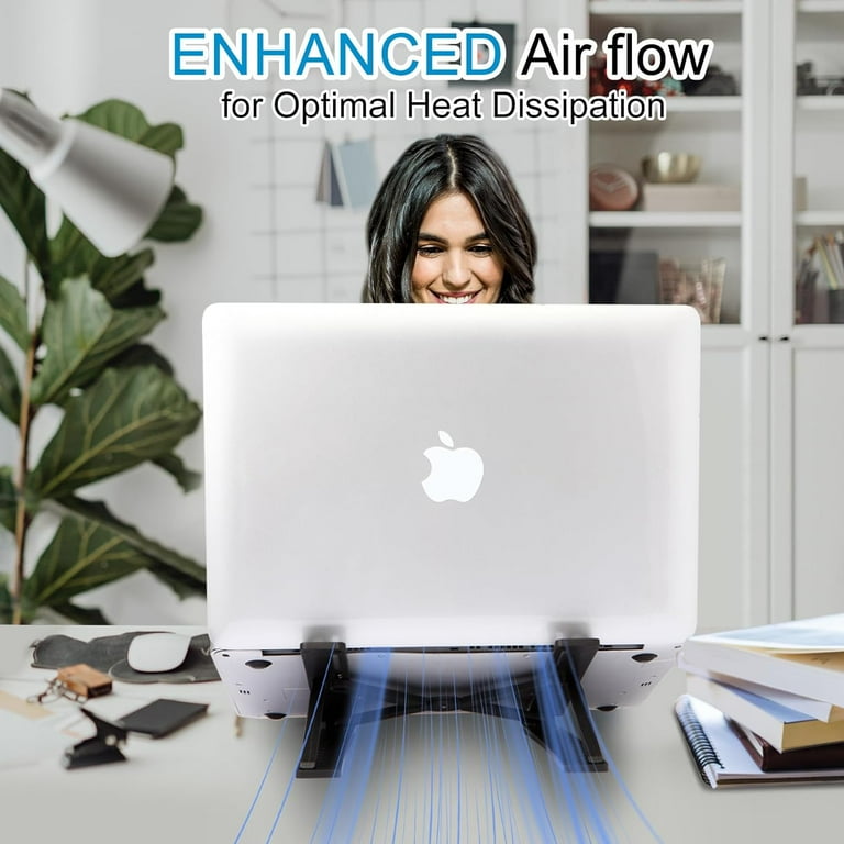 Nehlobo Laptop Stand for Desk Portable Foldable Stand Sturdy Laptop Riser Ventilated Laptop Holder Compatible 13 14 15.6 inch MacBook Pro Air HP Dell Cooling