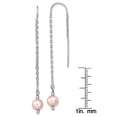 thumbnail image 2 of Primal Silver Sterling Silver Rhodium-plated 6-7mm Pink Freshwater Cultured Pearl Threaded Earrings, 2 of 4