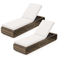 thumbnail image 1 of Gymax 2PCS Chaise Lounge Chair w/ Adjustable Backrest Cushion & Storage Off White Outdoor, 1 of 10