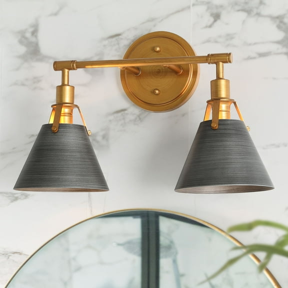 LNC Modern/Contemporary Gray& Gold Metal Bathroom Vanity Light,2-Light Wall Sconce