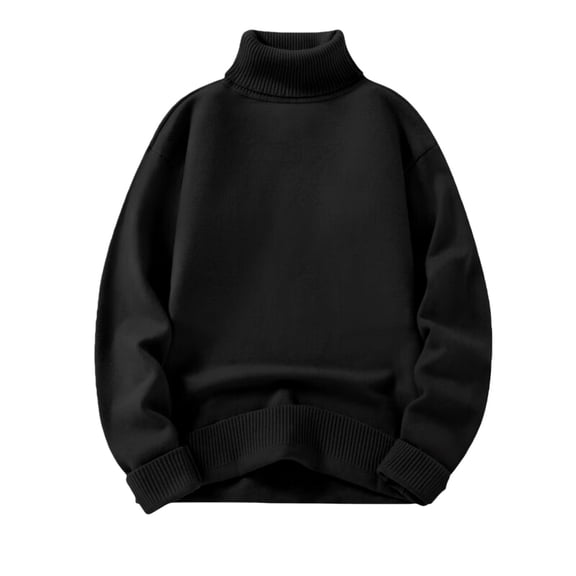 ManxiVoo Winter Warm Fleece Lined Sweater Women High Neck Knit Pullover Soft Thermal Long Sleeve Top for Cold Weather L Size Black