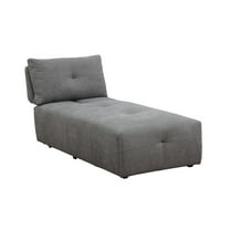 Best Master Maxine Linen Fabric Upholstered Chaise in Gray