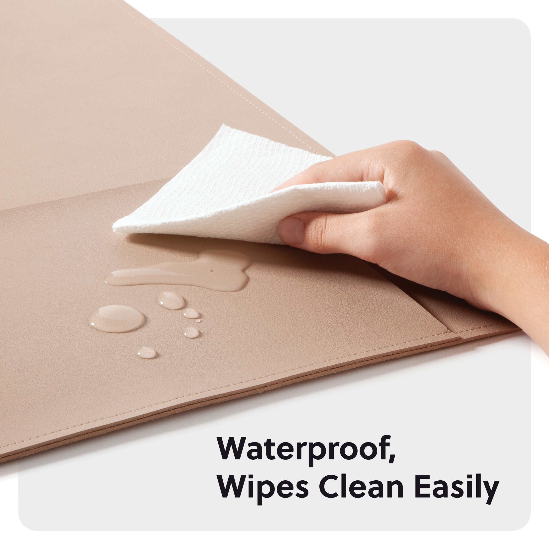 U Brands Desk Pad, Vegan Leather, Non-Slip Backing, 31.5 x 15.7 in., Iced Latte