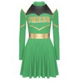 thumbnail image 3 of TiaoBug Women's School Musical Party Dress Halloween Cheerleading Costume Fancy Dress Cosplay Uniform Dresses Green XL, 3 of 7