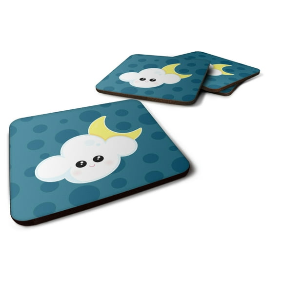 Weather Cloudy Moon Face Foam Coaster Set of 4