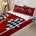 thumbnail image 3 of Erosebridal Classic Red Racing Flag Zipper Twin Comforter Sets with Fitted Sheet and 2 Pillowcases,Modern Geometric Checkered Zipper Bedding Set For Boys,Reversible,4-Piece, 3 of 7
