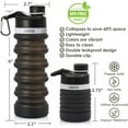 thumbnail image 5 of ONTA Collapsible Water Bottle- BPA Free Silicone Foldable Water Bottle for Travel,Silicone Portable Leak-Proof Travel Water Bottle 20oz, black, 5 of 8
