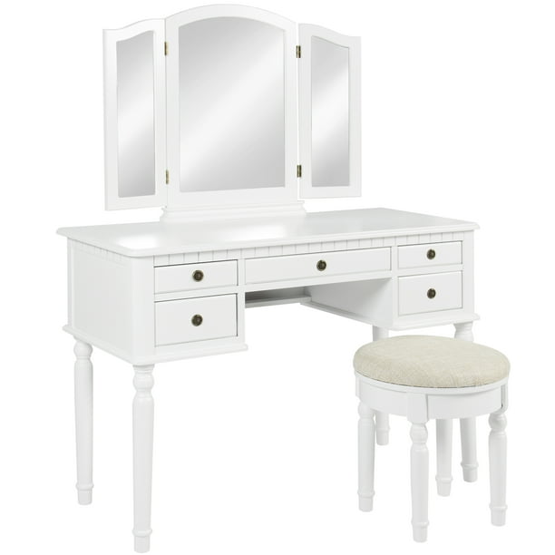 Best Choice Products Bedroom Vanity Hair Dressing Table Set With