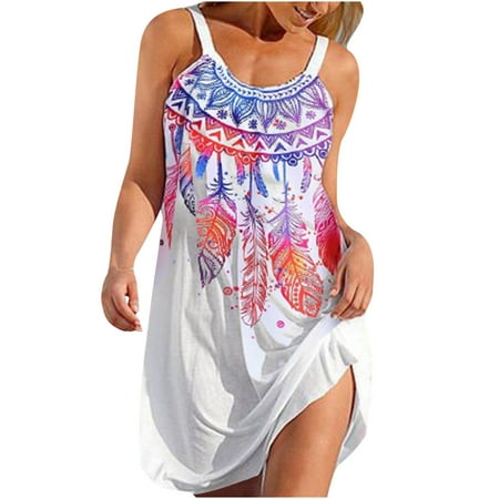 

Bigersell Women s Maternity Dress Sleeveless Round-Neck Dress Women s Fashion Sleeveless Cute Cartoon Print Hem Loose Beach Dress Ladies Graduation Outfit Dresses