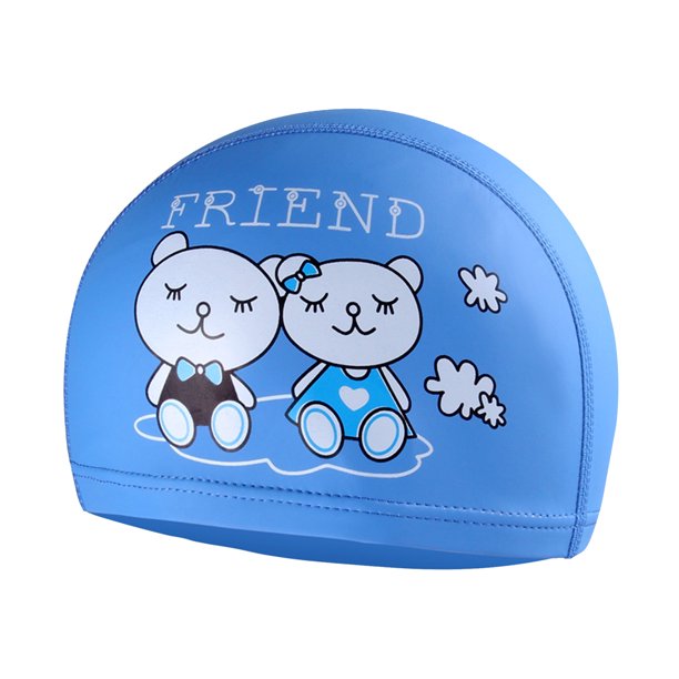 Gorro de natación 3D PU para , gorros de natación para menores de 12 años Niño niña con gorro de baño de pelo corto a mediano Sunnimix Nadar infantil