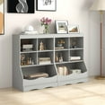 thumbnail image 3 of Giantex Kids Toy Storage Organizer, Wooden Organization w/Anti-Tipping Device, Gray, 3 of 10