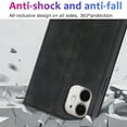 thumbnail image 5 of Allytech Magnetic Flip Folio Case for Apple iPhone 11 6.1 inch,Plain Leather RFID Blocking Card Slots Wallet Kickstand Phone Cover,Black, 5 of 10