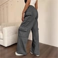 thumbnail image 5 of Edvintorg Sweatpants for Women Elastic Waisted Loose Casual Wide Leg Jogger Workout Pant with Pocket Women Clothing S-2XL Dark Gray, 5 of 6