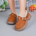 thumbnail image 3 of NOKIO Kids Winter Loafer Boots Fleec𝖾 Sherpa Lined Metal Buckle Decor Thick Lug Sole Suede Upper Non‑Slip Warm Indoor Outdoor Footwear for Boys Girls, 3 of 8