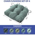 thumbnail image 2 of Chair Cushions for Dining Chairs Set of 4, Indoor Kitchen Chair Cushions with Ties and Non Slip Backing, Tufted Shredded Memory Foam Kitchen Chair Pads, 15.5" x 15.5" x 4", Green, 2 of 14