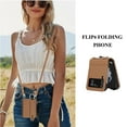 thumbnail image 3 of Allytechgroup Premium Galaxy Z Flip 4 5G Case Wallet - Stylish Phone Case for Samsung Galaxy Z Flip 4 with Ring Holder Shoulder Strap Hand Strap RFID Blocking Case for Girls Women, Brown, 3 of 8
