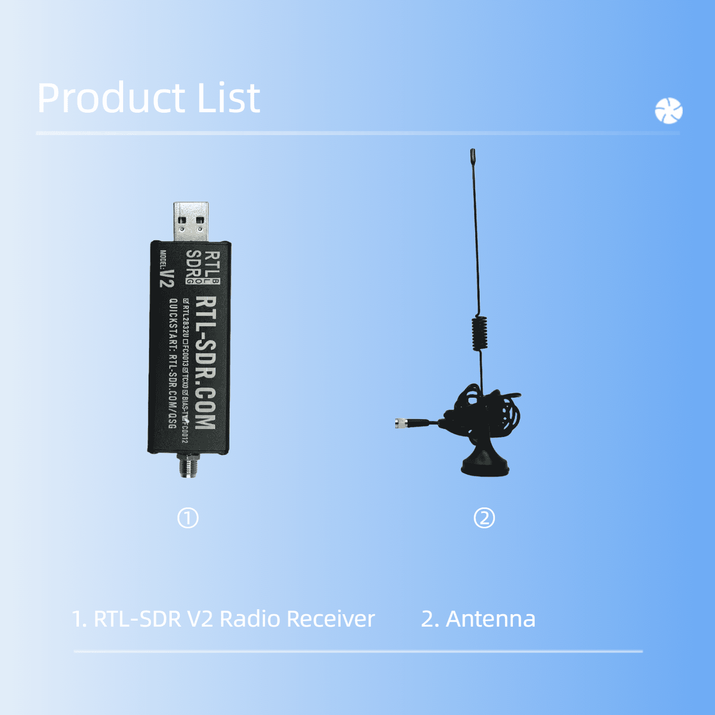 RTL-SDR V2 USB Software Defined Radio Receiver with Antenna, 22-1100MHz, RTL2832U FC0013 Tuner​