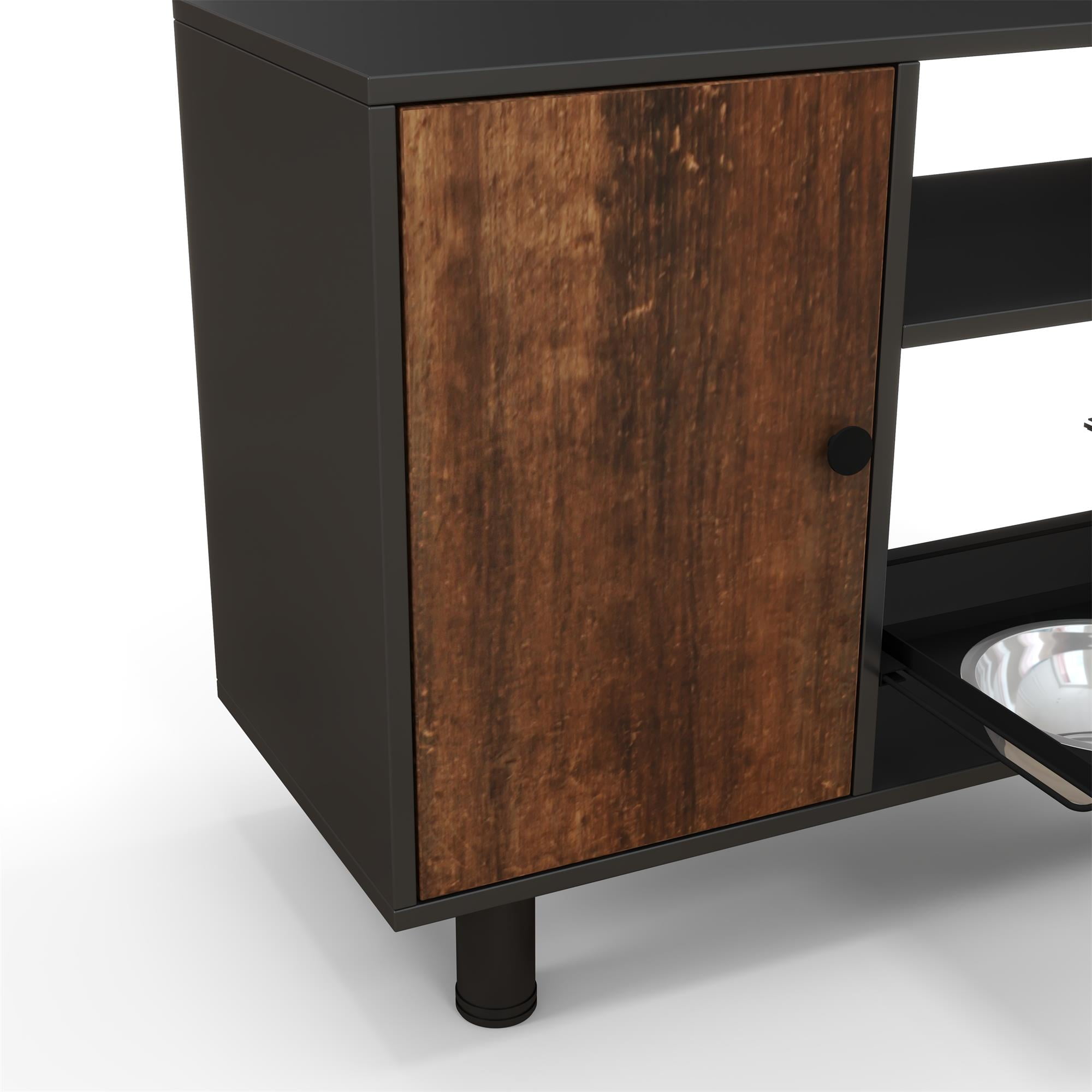 Pefilos 31" Dog Food Storage Cabinet, Large Pet Feeding Station with Stainless Steel Double Pull Out Raised Dog Bowls, Cat Toy Storage Containers Furniture, Black Pefilos 31" Dog Food Storage Cabinet, Large Pet Feeding Station with Stainless Steel Double Pull Out Raised Dog Bowls, Cat Toy Storage Containers Furniture, Black