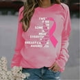 thumbnail image 4 of WREESH Women's Casual Breast Cancer Awareness Sweatshirt Crewneck Pullover Pink Ribbon Letter Shirts Hot Pink, 4 of 5