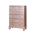 thumbnail image 6 of Benjara Five Drawers Contemporary Solid Wood Chest With Mirror Accent- Pink, 6 of 12