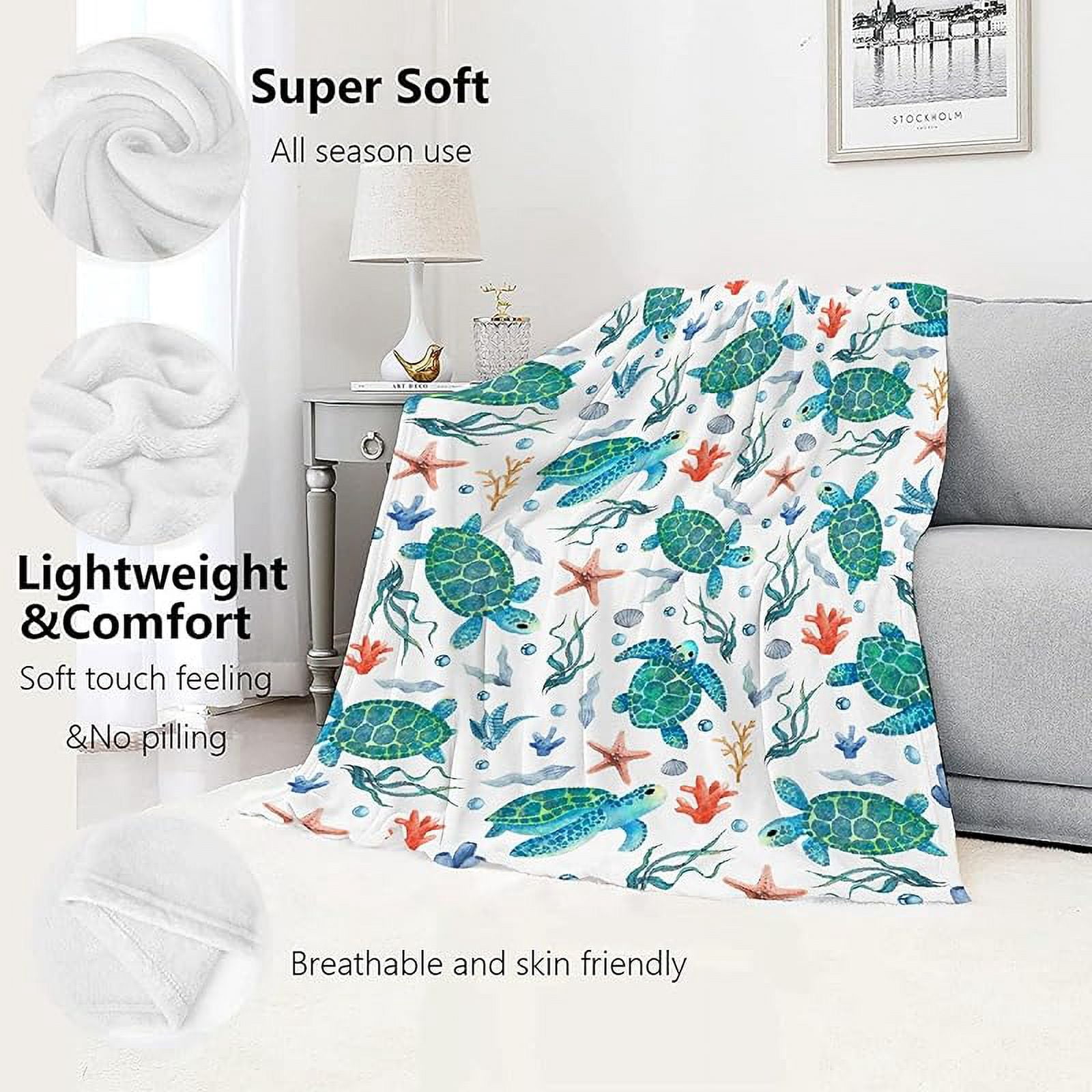 Turtle Blanket-Turtle Blanket for Boys, Girls Turtle Gift for Turtle Lovers-Cozy Soft Flannel Lightweight and Warm Used for Room Bed Camping