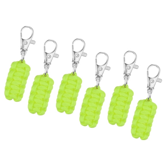 6pcs Paracord Zipper Pulls, Paracord Lanyard Keychain for Backpacks, Tents, Trolley Cases, Traveling Cases, Key, Jackets, Light Green