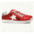 thumbnail image 3 of LUCKY STEP Stylish Star Low Top Lace Up Sneaker Comfort Walking Shoes,Red Glitter,Womens, 3 of 10
