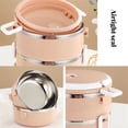 thumbnail image 4 of LLC Insulated Stackable Stainless Steel Food Container Leakproof Adult Kids Large Lunchbox  Pink  Dual-Layer, 4 of 10