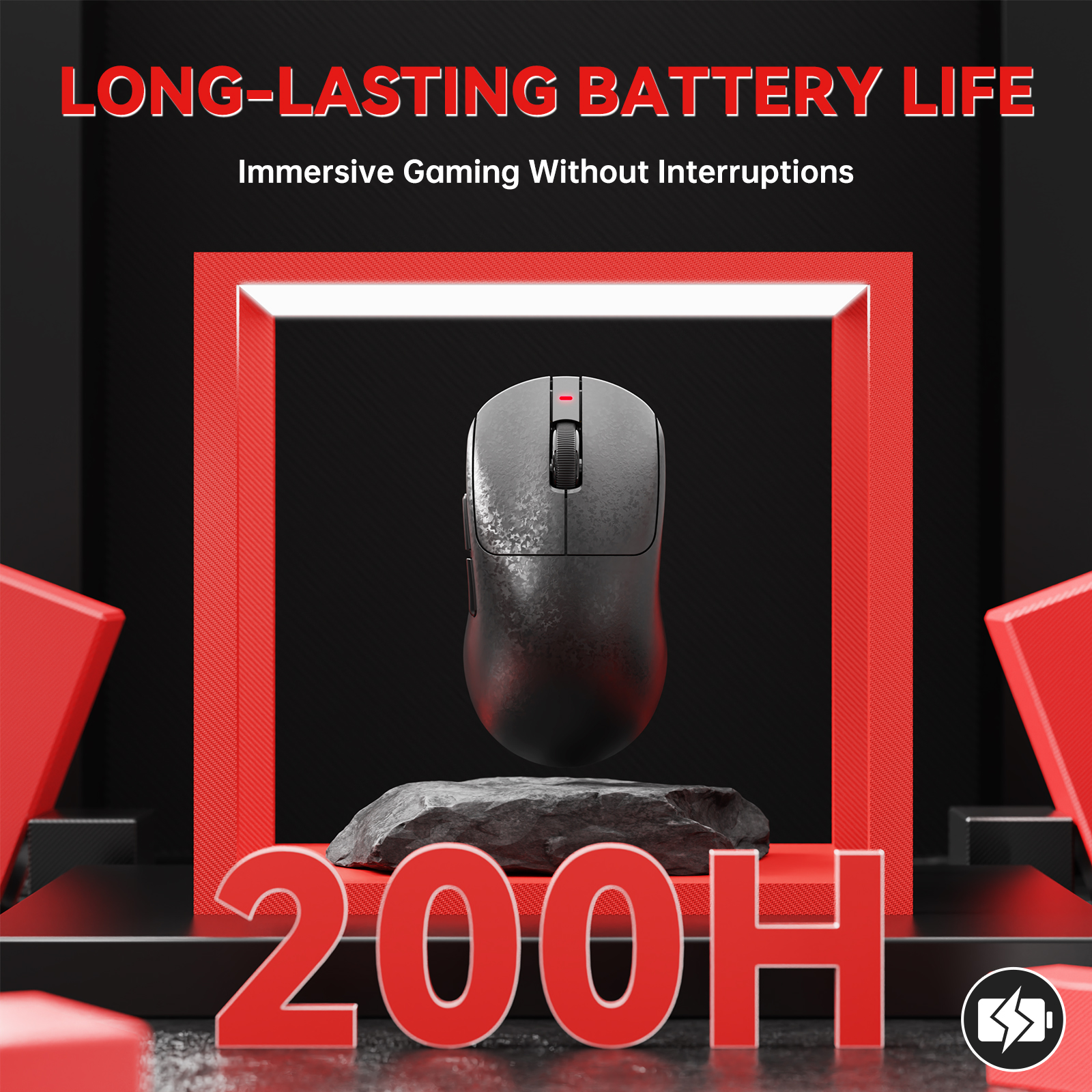 Ajazz Ultra-Lightweight 55g Wireless Gaming Mouse 24000 DPI PAW3311 Sensor Carbon Fiber Shell TTC 60M Clicks Switches 500mAh Battery 1K Polling Rate Durable & Anti-Slip Design Black