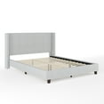 thumbnail image 2 of Martha Stewart Kay Queen Upholstered Platform Bed with Channel Stitched Wingback Headboard and Cushioned Siderails, Wood Slat Foundation, No Box Spring Needed, Gray, 2 of 11