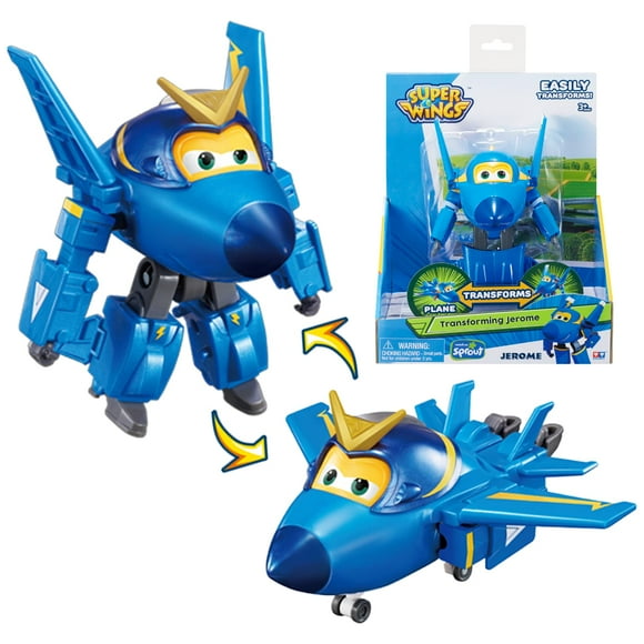 Super Wings Transformer Toys, 5 in Jerome Airplane Transformer Figures Toys, 2 in 1 Mode Rescue Bots Action Figure Toys for 3-5 Year Old Boys Girls, Fun Plane Toys for Toddlers Kids Age 3 4 5 6 7