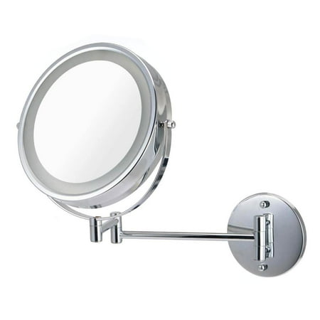 Ovente MFW85CH1x10x 8.5 inch Battery Operated LED Lighted Wallmount Vanity Makeup Mirror, 1x/10x ...