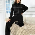 thumbnail image 2 of UYISJ Women Mockneck Coats Tracksuit Long Sleeve Sweatshirts Jogger Pant 2 Piece Outfits Full Zipper Solid Color Sets XL, 2 of 4