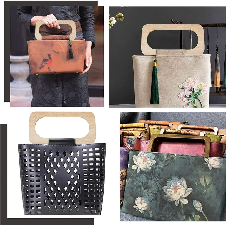 4pcs Wooden Purse Bag Handles Wooden Rectangle Handbag Handles