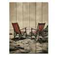thumbnail image 3 of Designart "Chairs with Ocean Views III" Coastal Print on Natural Pine Wood, 3 of 5