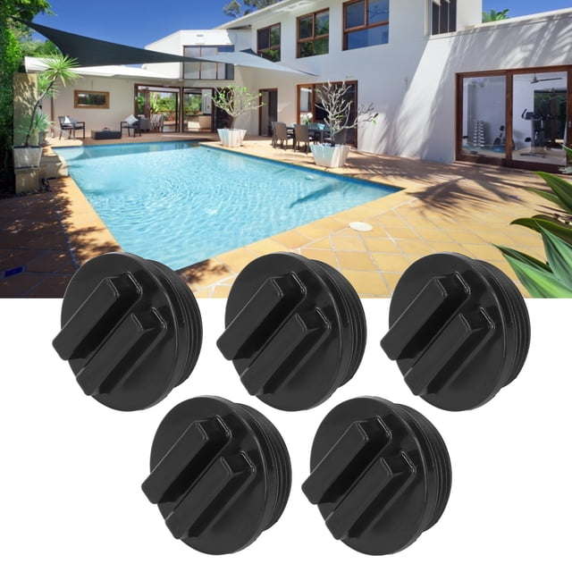 Tapón De Invierno, 5 Piezas Tapón De Piscina De Plástico Anti Envejecimiento Negro G1 1/2 Rosca Macho Para Aguas Termales