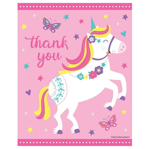 Unicorn Birthday Thank You Postcards W/ Envelopes (8ct)