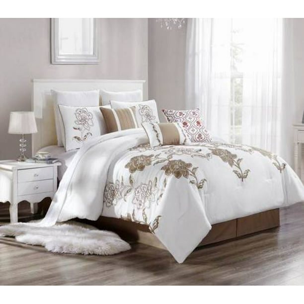 Laney 7 Piece Comforter Set Cotton Touch Oversized Embroidered Bedding
