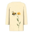 thumbnail image 5 of CYMMPU 3/4 Sleeve Blouses for Women Dressy Casual V Neck Summer Trendy Shirts Loose Fit Spring Tops Bee Printed Tunic Tops Business Elegant Work Tops T-Shirts Multicolor XXXXXL, 5 of 5