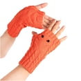 thumbnail image 2 of IROINNID Deals Thermal Gloves for Women Knit Gloves Knitted Arm Finger-less Keep Warm Winter Gloves Soft Warm Mitten,Orange, 2 of 2