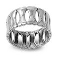 thumbnail image 1 of Eternity Dog Bone Wide Pet Ring .925 Sterling Silver Band Jewelry Female Male Unisex Size 7, 1 of 4