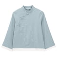 thumbnail image 6 of Vinsonshop Women’s Embroidered Tops Embroidered Boho Tops Linen Clothes for Women Mandarin Collar Chinese Outfit Women Peasant Tops Tunic Tops Beachy Outfits for Women (M-4XL), 6 of 9
