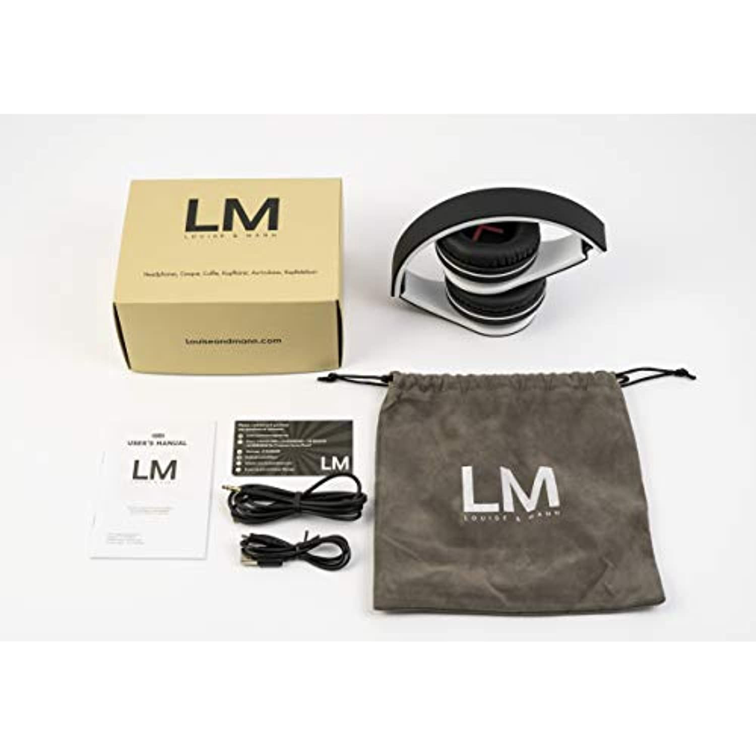Bluetooth Headphones, Louise \u0026 Mann Wireless Headphones Over-Ear, Stereo  Headset with Microphone, Soft Earmuffs, Bag for Transport for  Phones/Tablets/PC (Black/Gray) | Walmart Canada