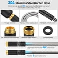 thumbnail image 4 of 75ft Metal Garden Hose, Stainless Steel Water Hose with 10 Function Nozzles, Heavy Duty Water Pipe with 3/4 inch Brass Fittings, Kink & Tangle Free, Puncture Resistant, Rust Proof for Yard (Black), 4 of 10