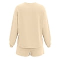 thumbnail image 7 of Karymi Two Piece Sets for Women Striped 2 Piece Loungewear Set, Crew Neck Long Sleeve Loose Top & High Waist Drawstring Wide Leg Shorts, Ribbed Knit Matching Co-ord Matching Sets Women Clothing, 7 of 7