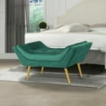 thumbnail image 1 of Lloyss Button Tufted Ottoman Bench in Upholstered Velvet Fabric with Arms Golden Legs, for Living Room, Entryway, Bedroom, 1 of 7
