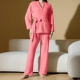 thumbnail image 3 of Women's Winter Fluffy Pajama Set Fleece Open Front Pullover Loose Plush Lounge Sets Sleepwear Fuzzy 2 Piece Pjs, 3 of 6