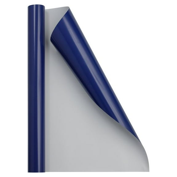 JAM Paper Glossy Wrapping Paper, 26.3 Sq ft (17 in x 18 Ft), Royal Blue, 1/Pack